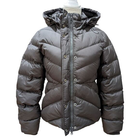 J.Crew Women's Dark Brown Full Zip Puffer Hooded Jacket Fleece Lining Size S - Picture 2 of 13